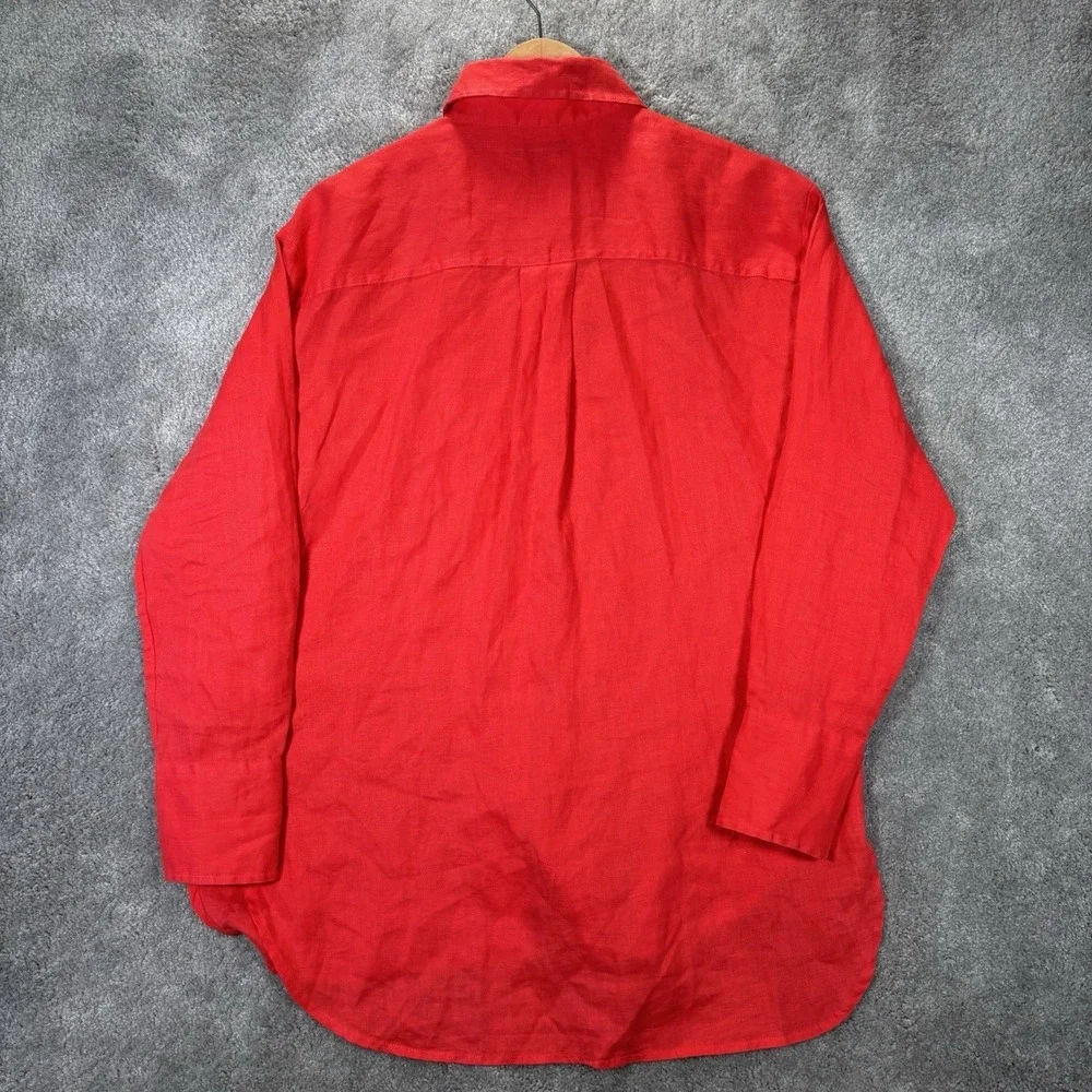Banana Republic Shirt Mens XS Red 100% Linen Long Sleeve Button Up